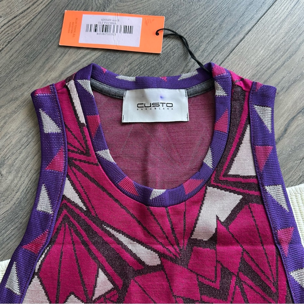 CUSTO BARCELONA Fuchsia Sleeveless Knit Boho Chic Pink Dress - Picture 2 of 5